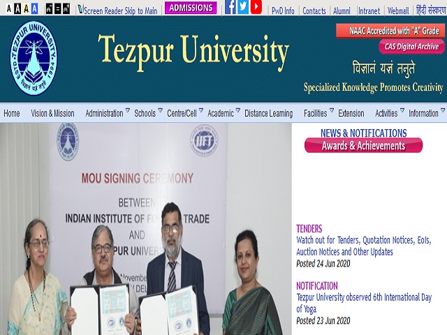 Tezpur University Recruitment 2021